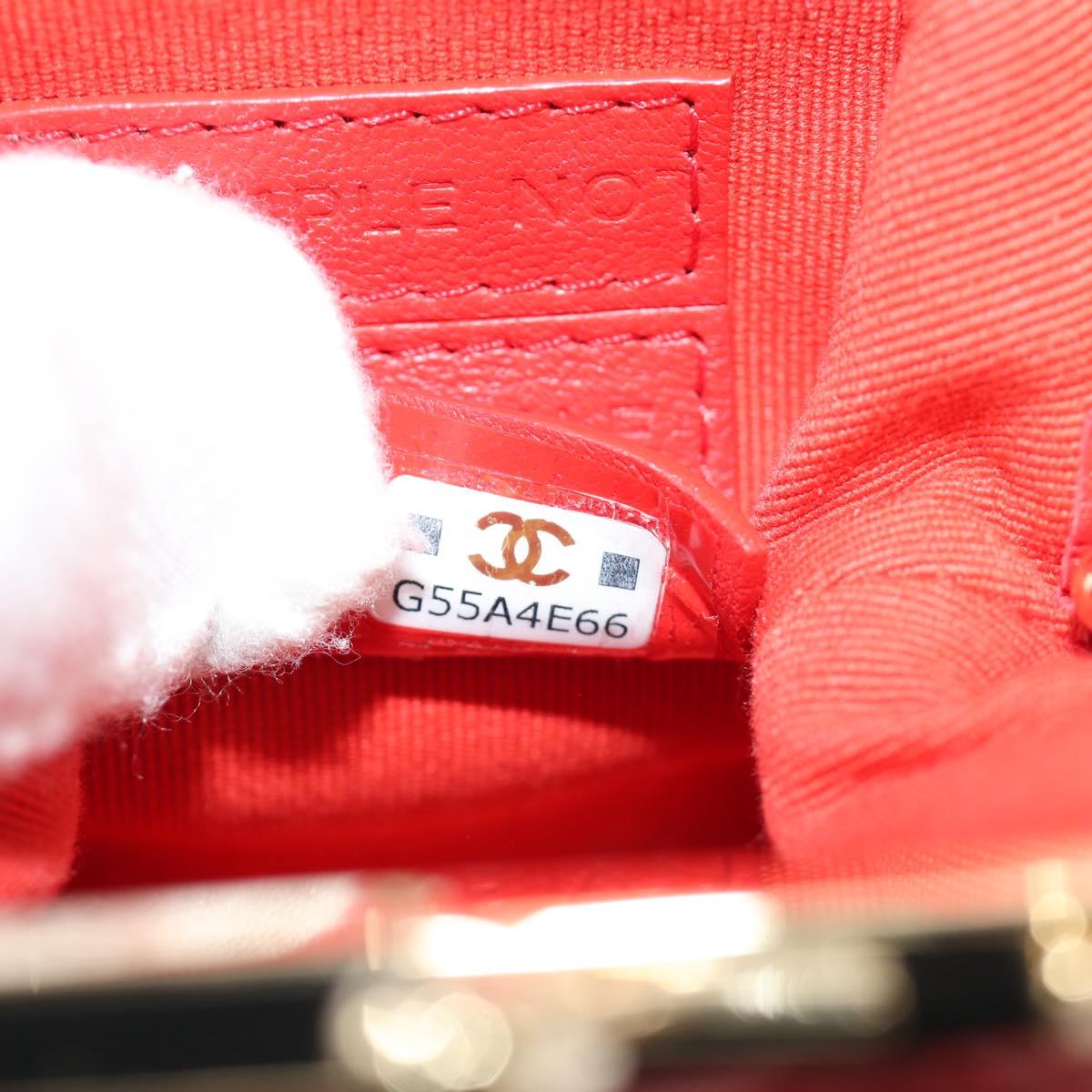 CHANEL Matelasse Chain Bag Lamb Skin Sample Product Red Gold CC Auth 190040SM