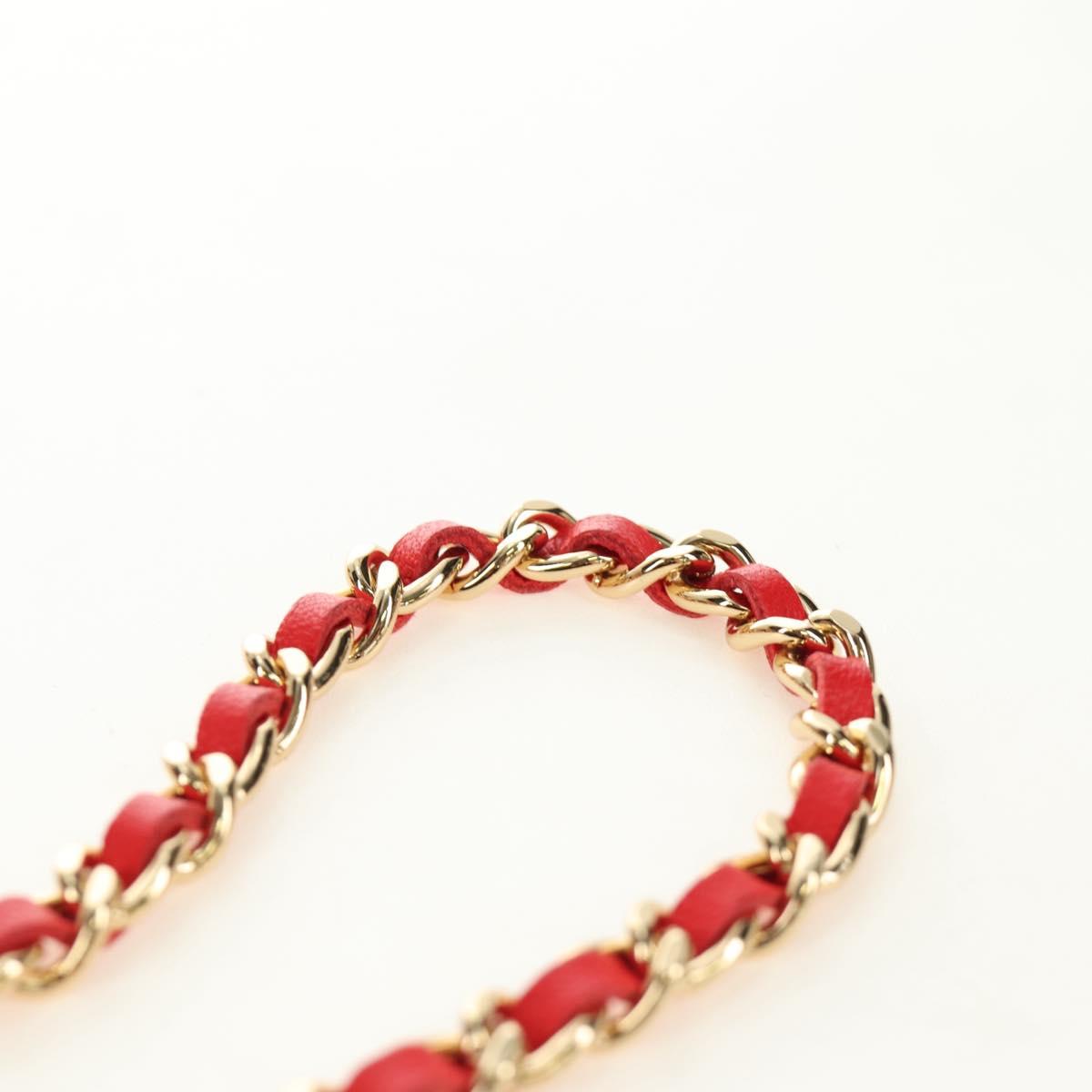 CHANEL Matelasse Chain Bag Lamb Skin Sample Product Red Gold CC Auth 190040SM