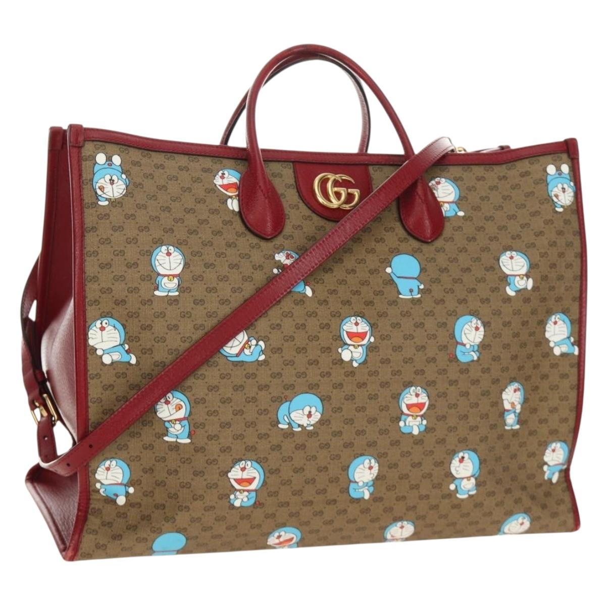 GUCCI GUCCI × Doraemon Micro GG Supreme Bag PVC 2way Beige 653952 Auth 190041M