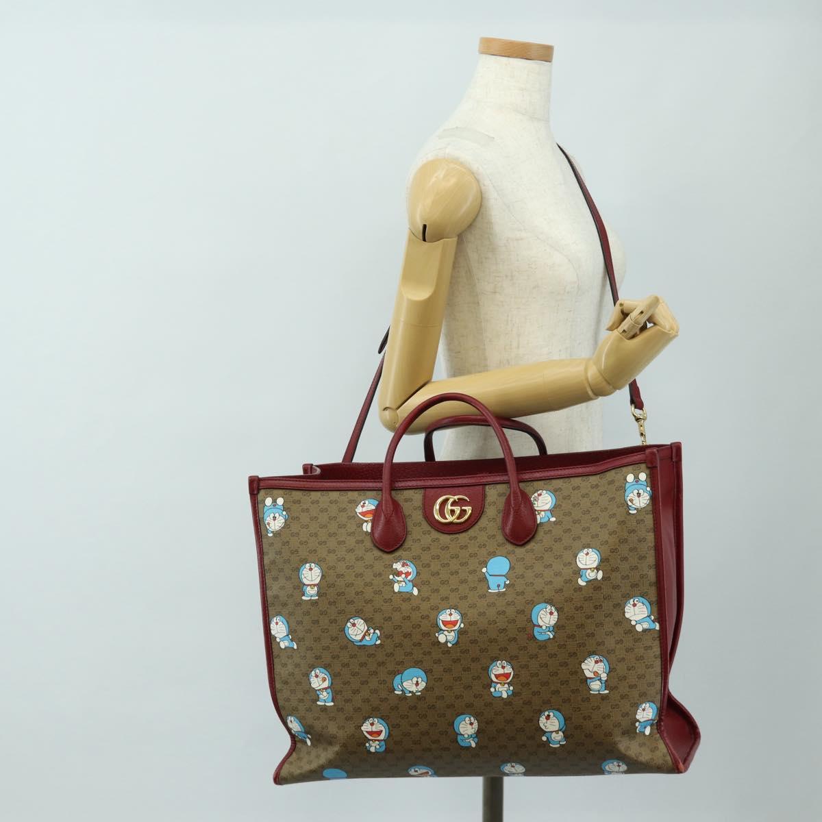 GUCCI GUCCI × Doraemon Micro GG Supreme Bag PVC 2way Beige 653952 Auth 190041M
