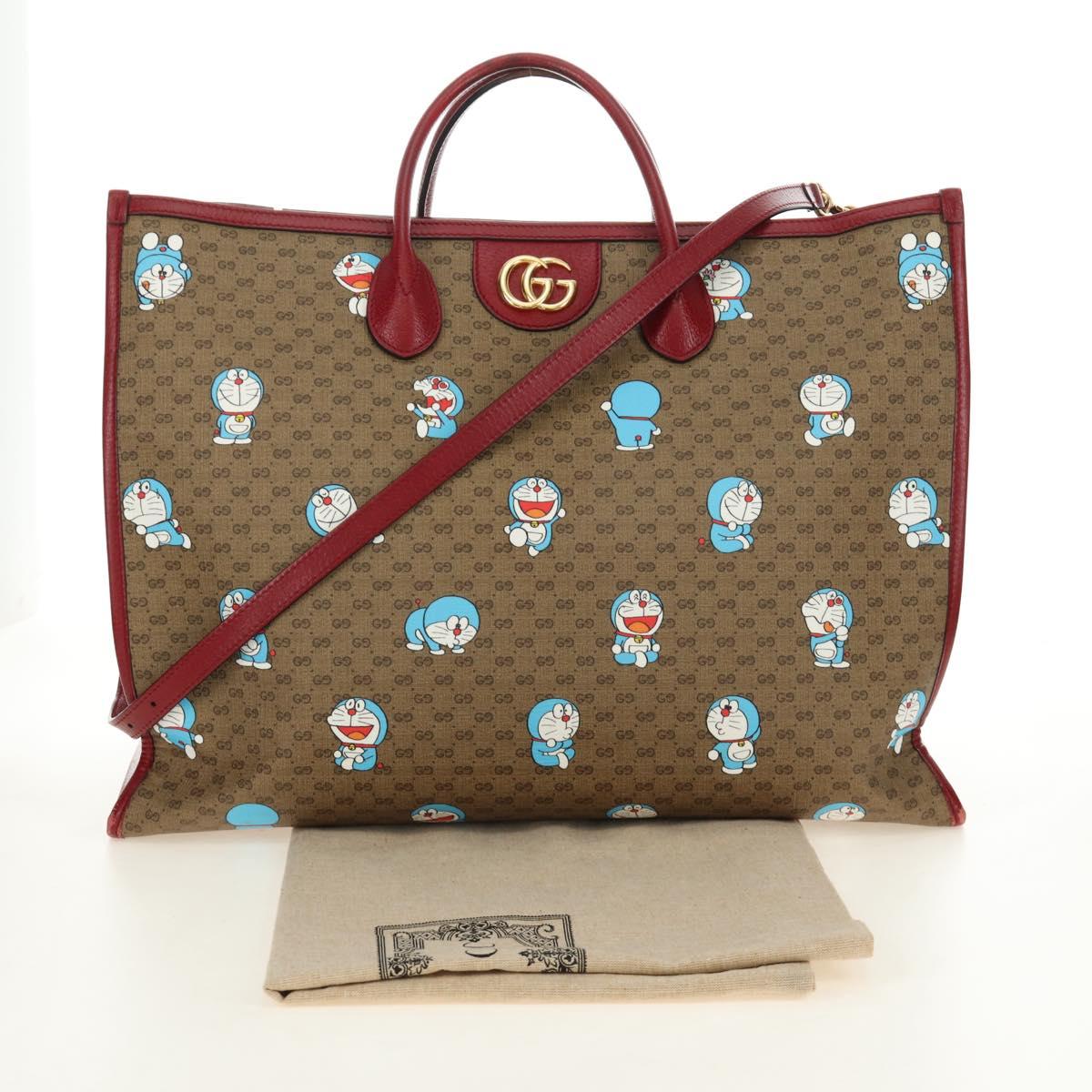 GUCCI GUCCI × Doraemon Micro GG Supreme Bag PVC 2way Beige 653952 Auth 190041M
