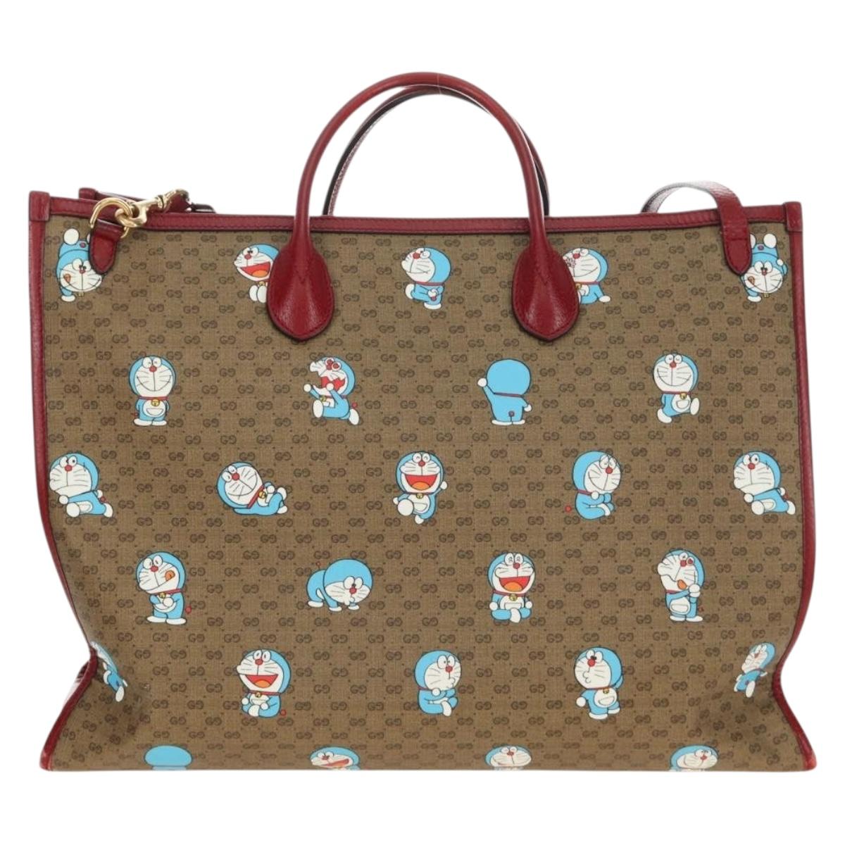 GUCCI GUCCI × Doraemon Micro GG Supreme Bag PVC 2way Beige 653952 Auth 190041M