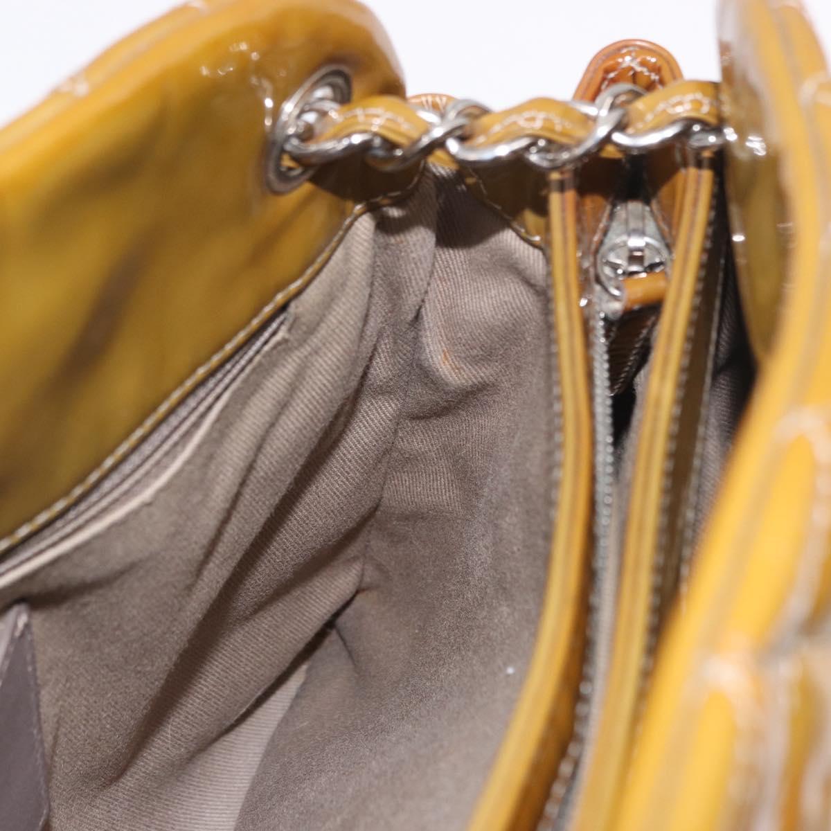CHANEL Matelasse Chain Shoulder Bag Patent leather Black Gold CC Auth 190042