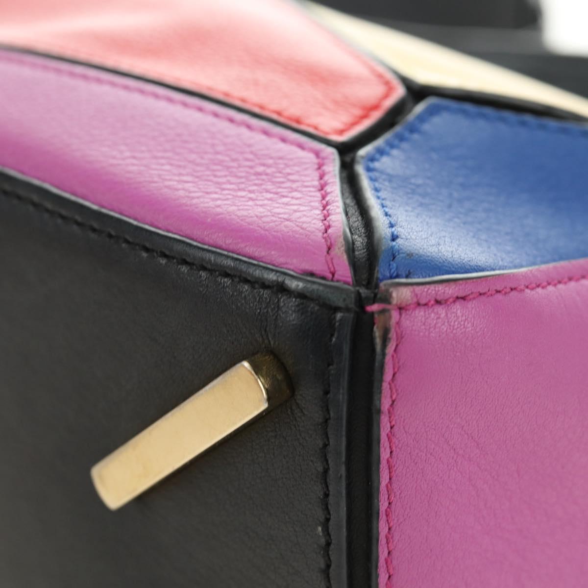 LOEWE Anagram Puzzle Bag Small Bag Leather 2way Multicolor Gold Auth 190046M