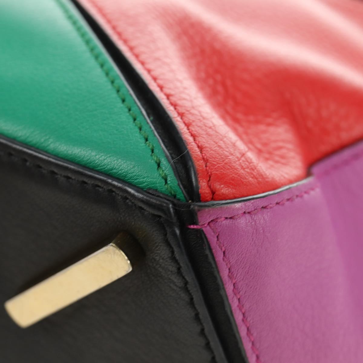 LOEWE Anagram Puzzle Bag Small Bag Leather 2way Multicolor Gold Auth 190046M