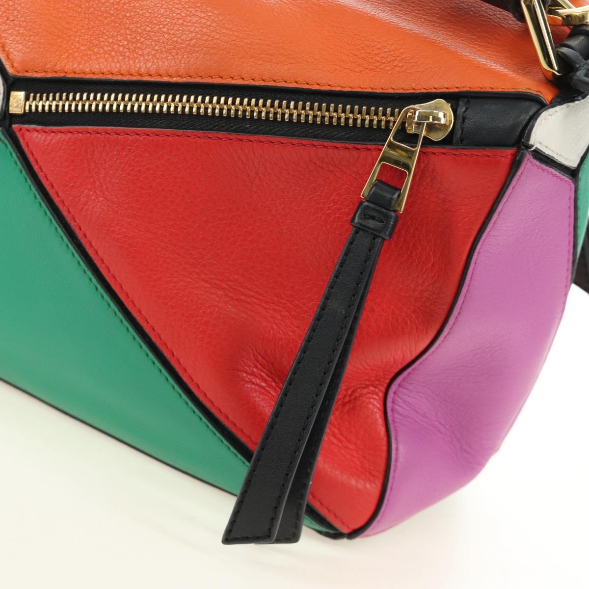 LOEWE Anagram Puzzle Bag Small Bag Leather 2way Multicolor Gold Auth 190046M