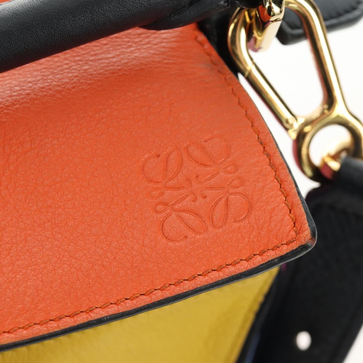 LOEWE Anagram Puzzle Bag Small Bag Leather 2way Multicolor Gold Auth 190046M