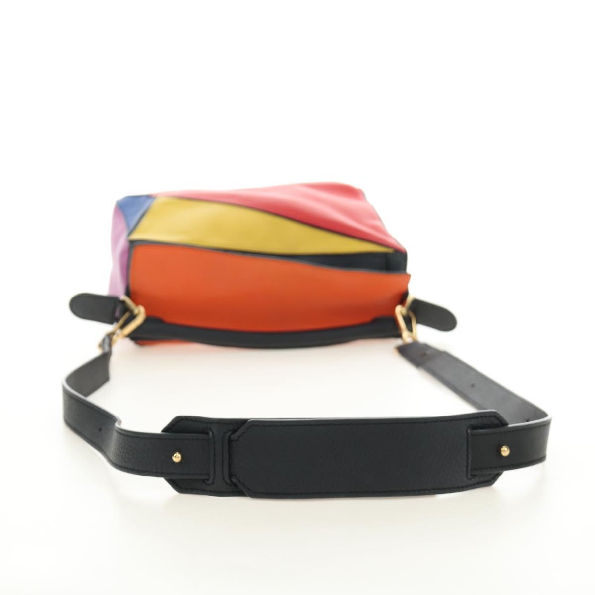 LOEWE Anagram Puzzle Bag Small Bag Leather 2way Multicolor Gold Auth 190046M