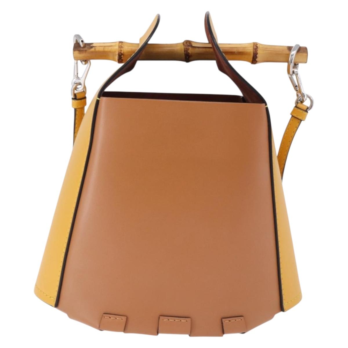 LOEWE Hand Bag Leather 2way KEN PRICE Yellow Silver Auth 190054SM