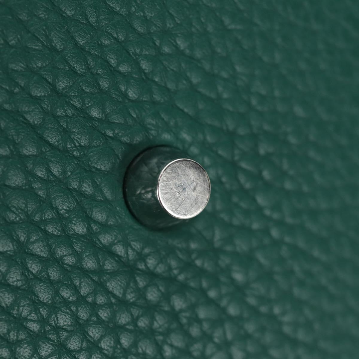 HERMES Picotan Lock GM Hand Bag Taurillon Clemence Green Silver Auth 190070SAM