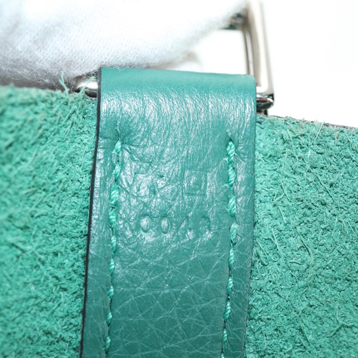 HERMES Picotan Lock GM Hand Bag Taurillon Clemence Green Silver Auth 190070SAM