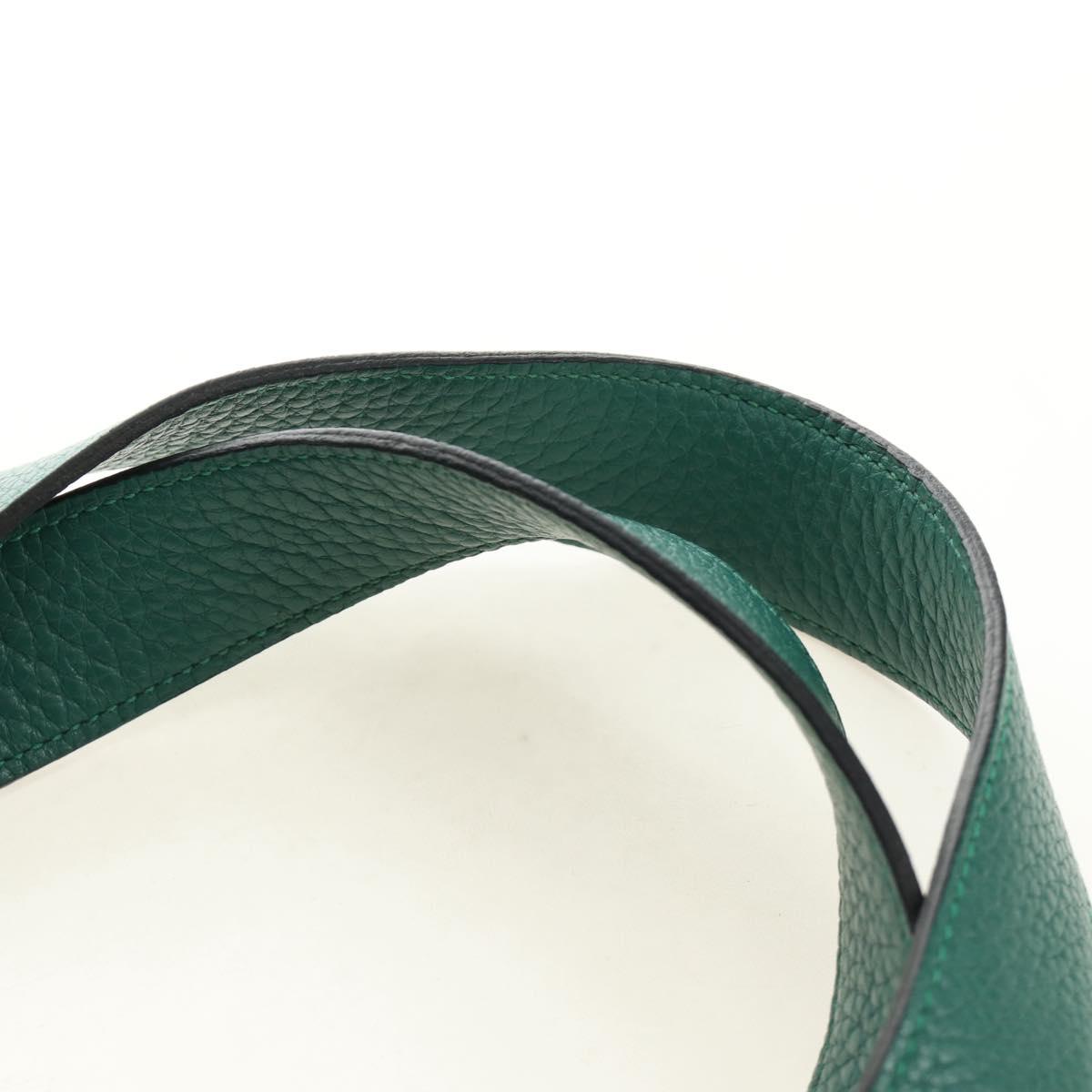 HERMES Picotan Lock GM Hand Bag Taurillon Clemence Green Silver Auth 190070SAM