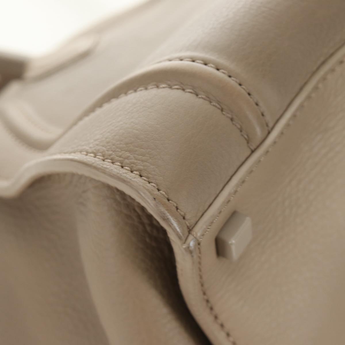 CELINE Luggage Small Square Phantom Hand Bag Leather Beige Auth 190074M