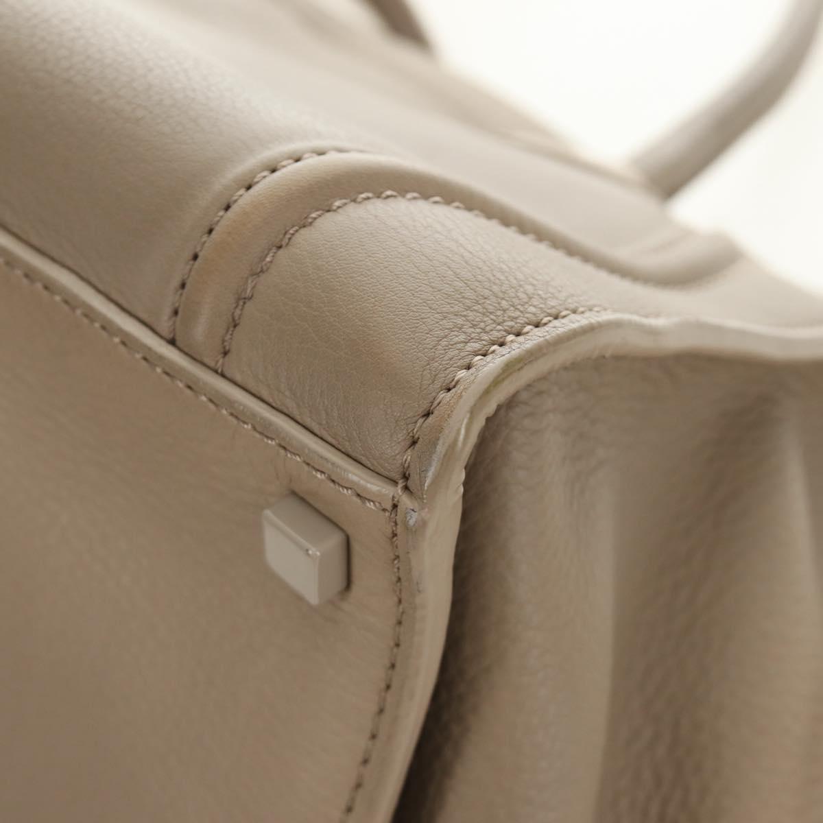 CELINE Luggage Small Square Phantom Hand Bag Leather Beige Auth 190074M
