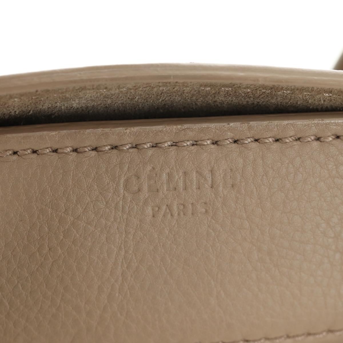 CELINE Luggage Small Square Phantom Hand Bag Leather Beige Auth 190074M