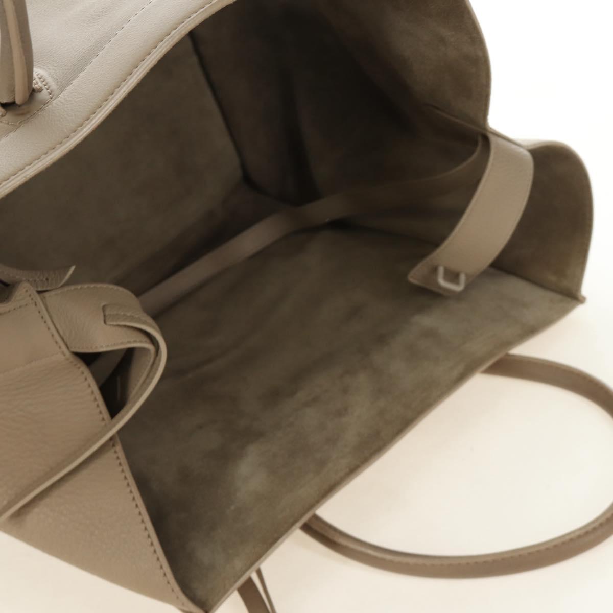 CELINE Luggage Small Square Phantom Hand Bag Leather Beige Auth 190074M