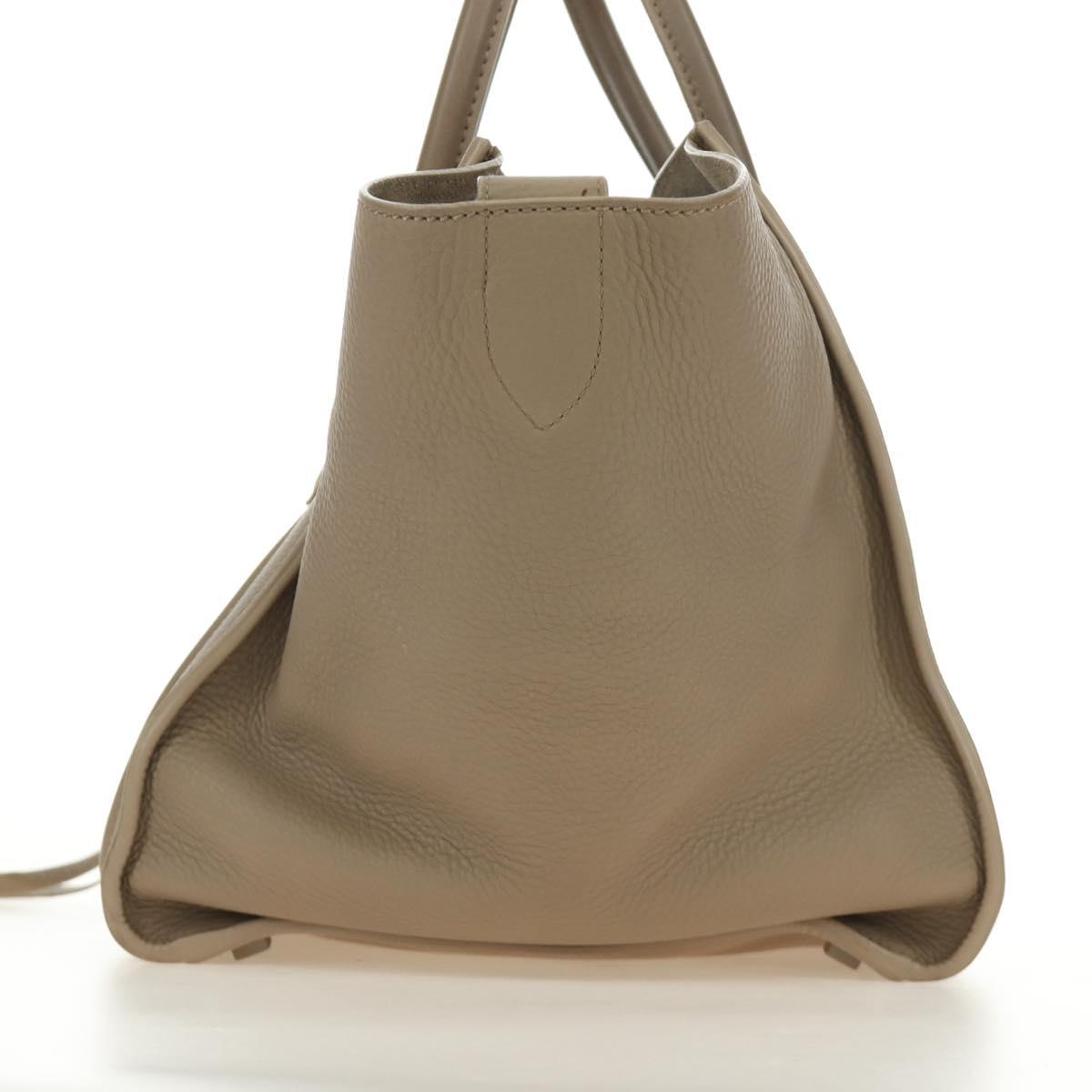 CELINE Luggage Small Square Phantom Hand Bag Leather Beige Auth 190074M