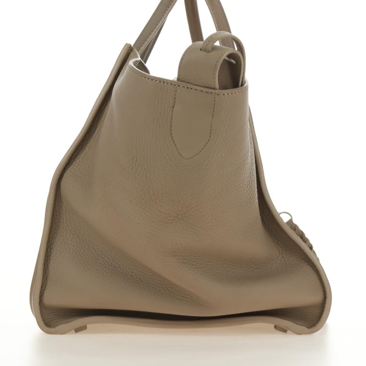 CELINE Luggage Small Square Phantom Hand Bag Leather Beige Auth 190074M