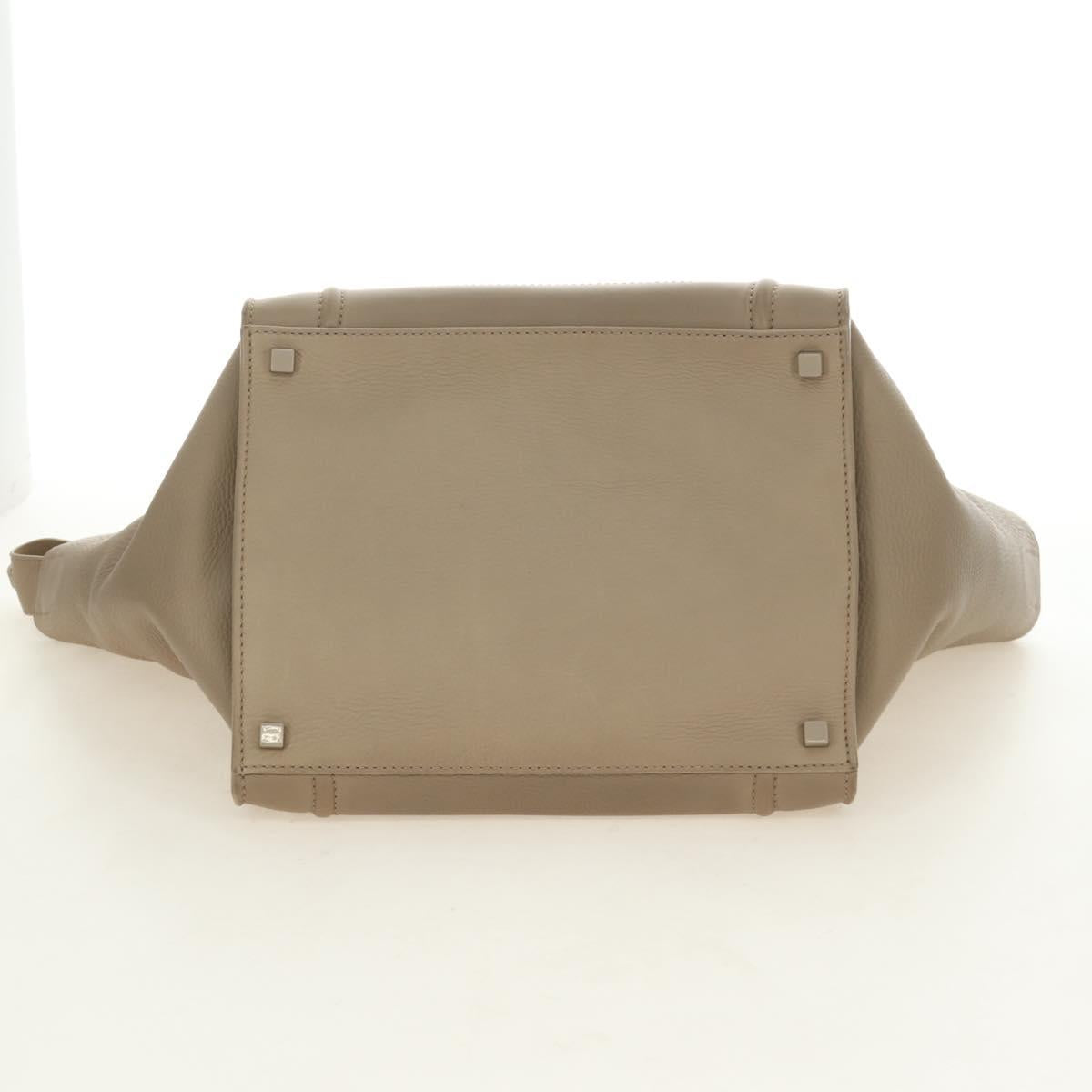 CELINE Luggage Small Square Phantom Hand Bag Leather Beige Auth 190074M