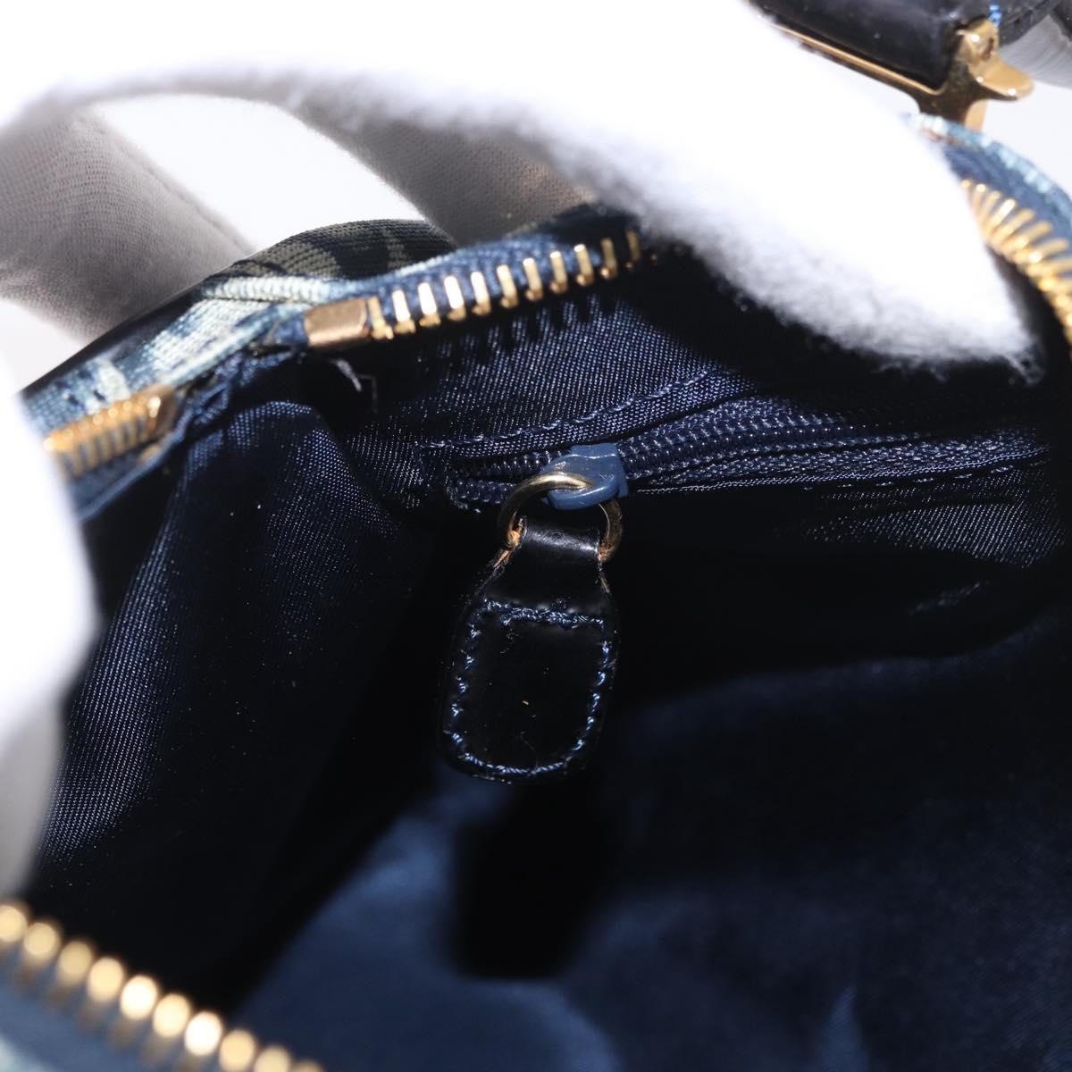 Christian Dior Trotter Canvas Hand Bag PVC Navy Gold Auth 190076SAV