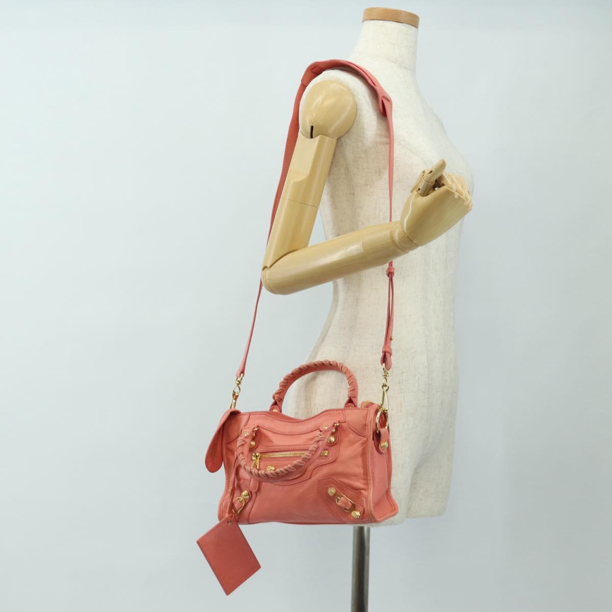 BALENCIAGA Giant Mini City Hand Bag Leather 2way Pink Gold 309544 Auth 190081SAM