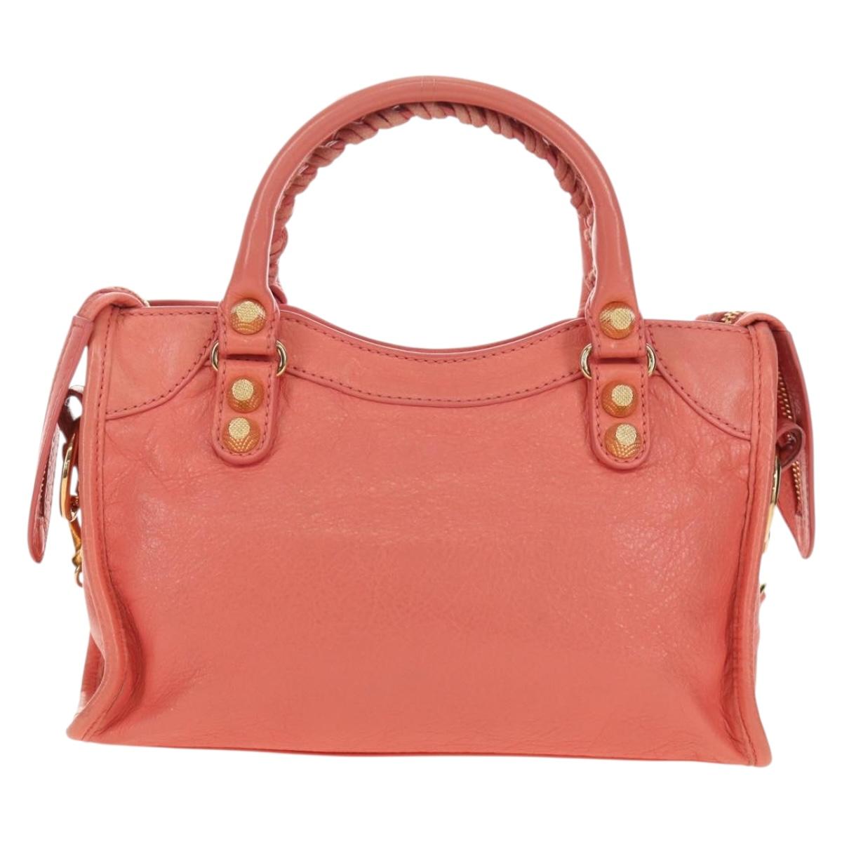 BALENCIAGA Giant Mini City Hand Bag Leather 2way Pink Gold 309544 Auth 190081SAM