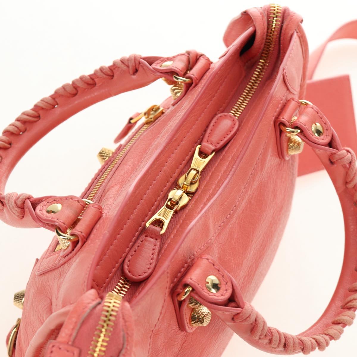 BALENCIAGA Giant Mini City Hand Bag Leather 2way Pink Gold 309544 Auth 190081SAM
