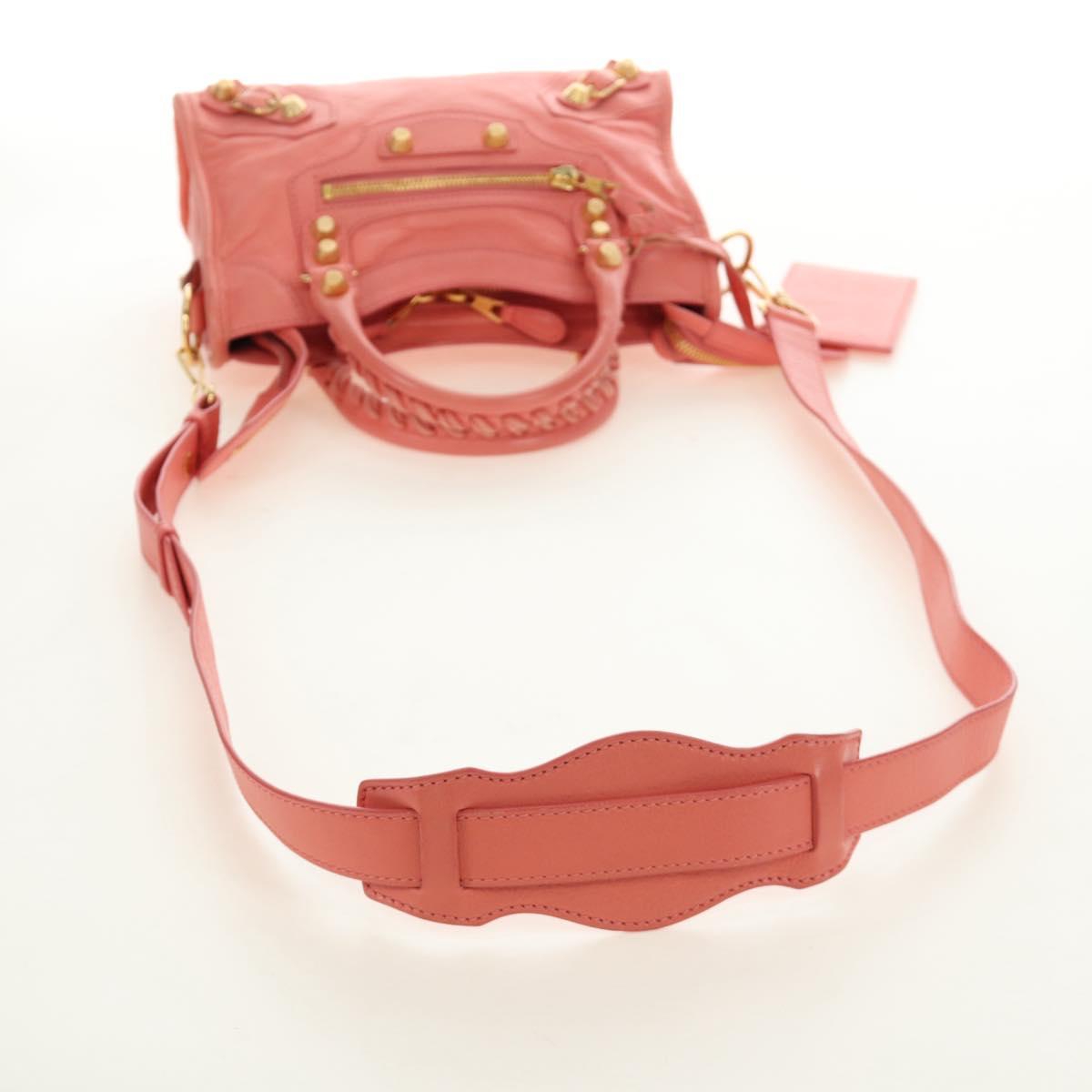 BALENCIAGA Giant Mini City Hand Bag Leather 2way Pink Gold 309544 Auth 190081SAM
