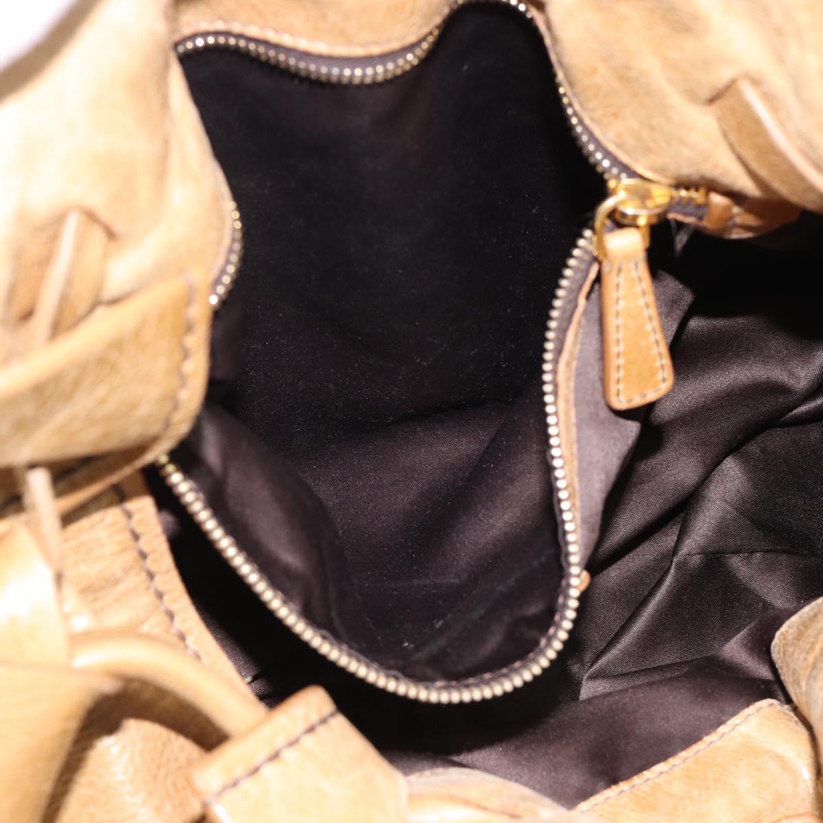 Miu Miu Hand Bag Leather Beige Gold Auth 190085SAM