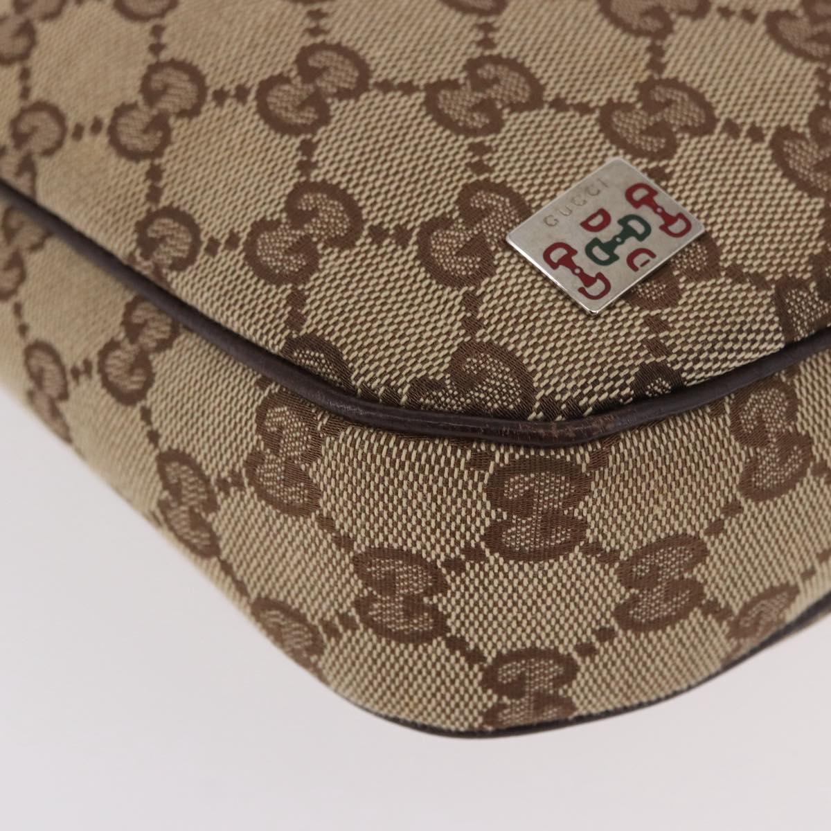 GUCCI GG Canvas Sherry Line Hand Bag Beige Silver 145811 Auth 190086V