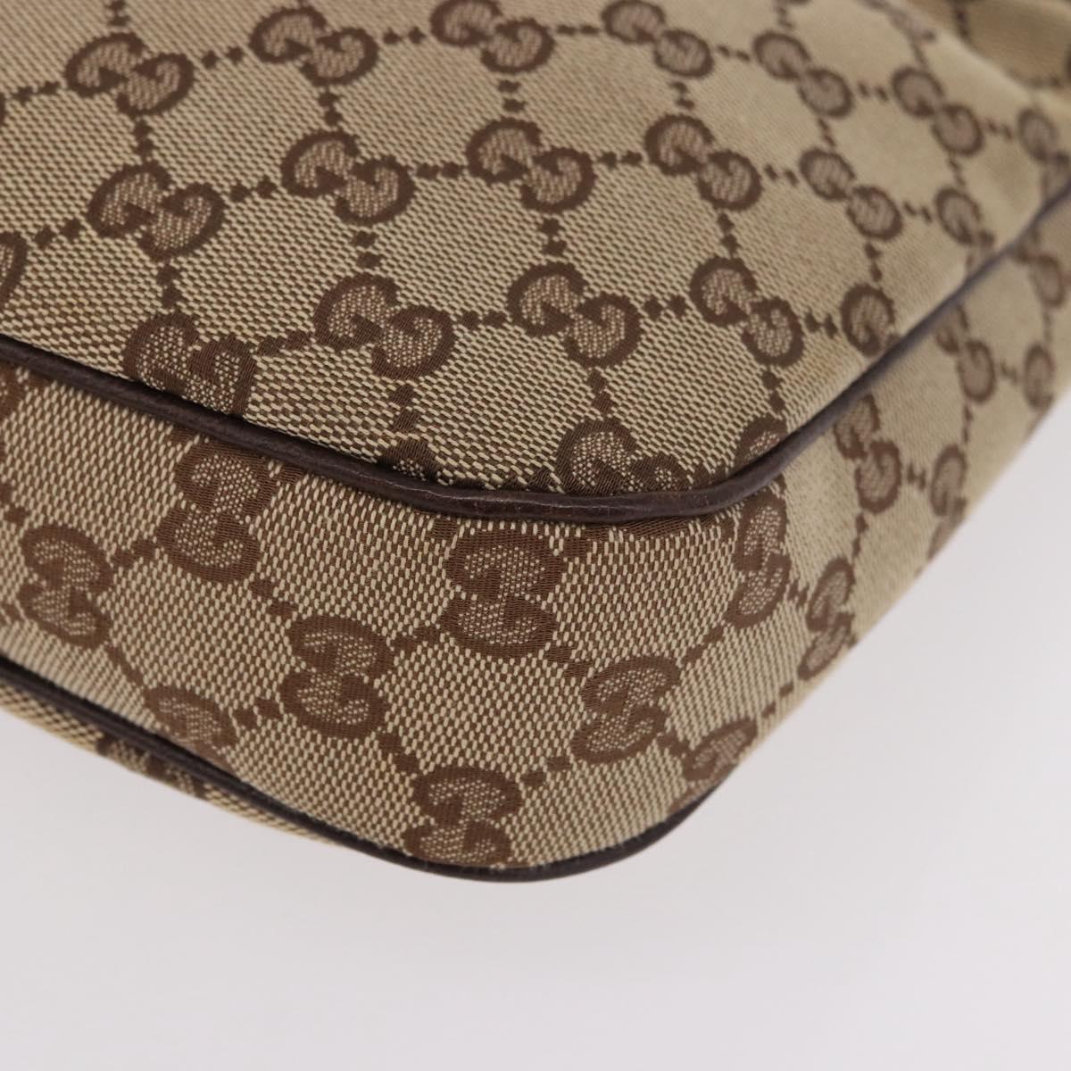 GUCCI GG Canvas Sherry Line Hand Bag Beige Silver 145811 Auth 190086V
