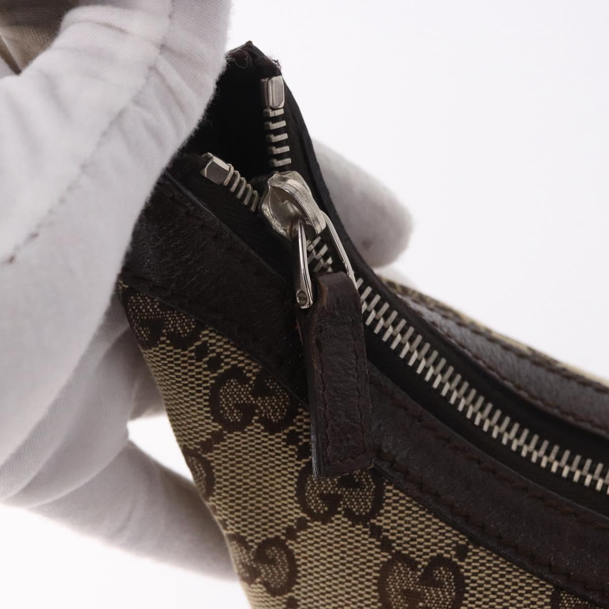 GUCCI GG Canvas Sherry Line Hand Bag Beige Silver 145811 Auth 190086V