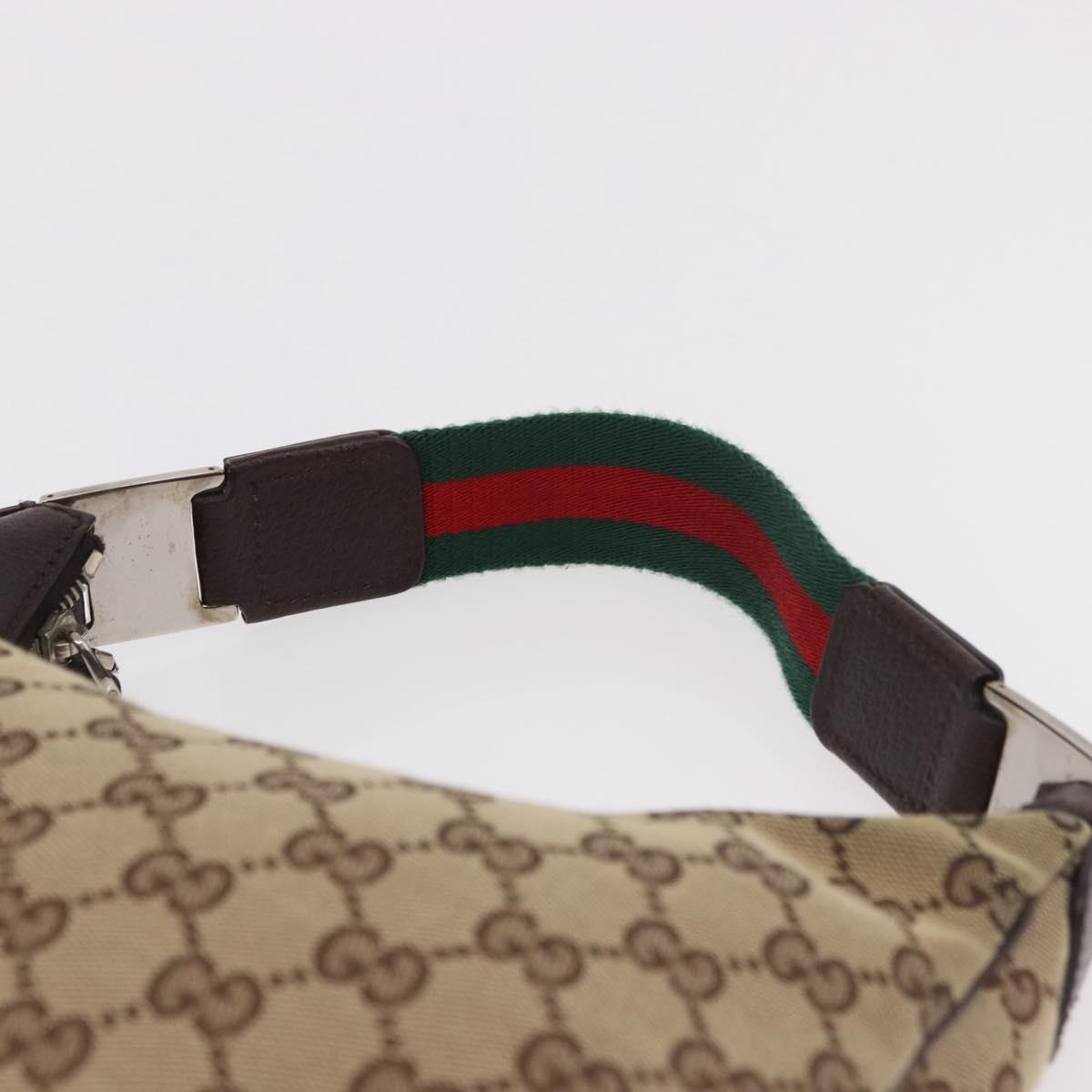 GUCCI GG Canvas Sherry Line Hand Bag Beige Silver 145811 Auth 190086V