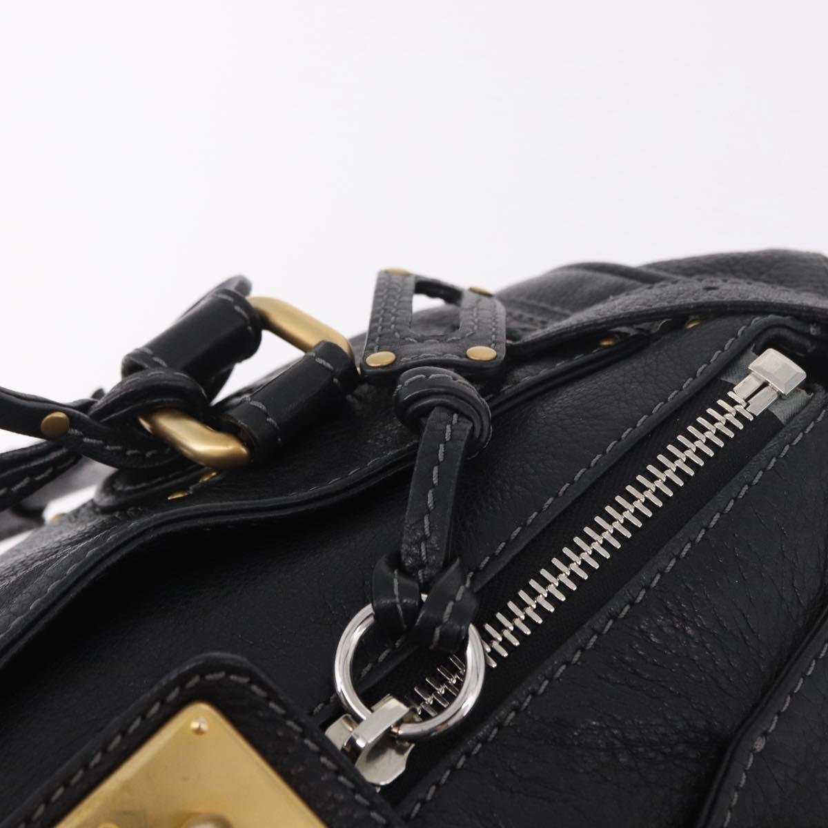 Chloe Paddington Hand Bag Leather Black Gold Silver Auth 190091A