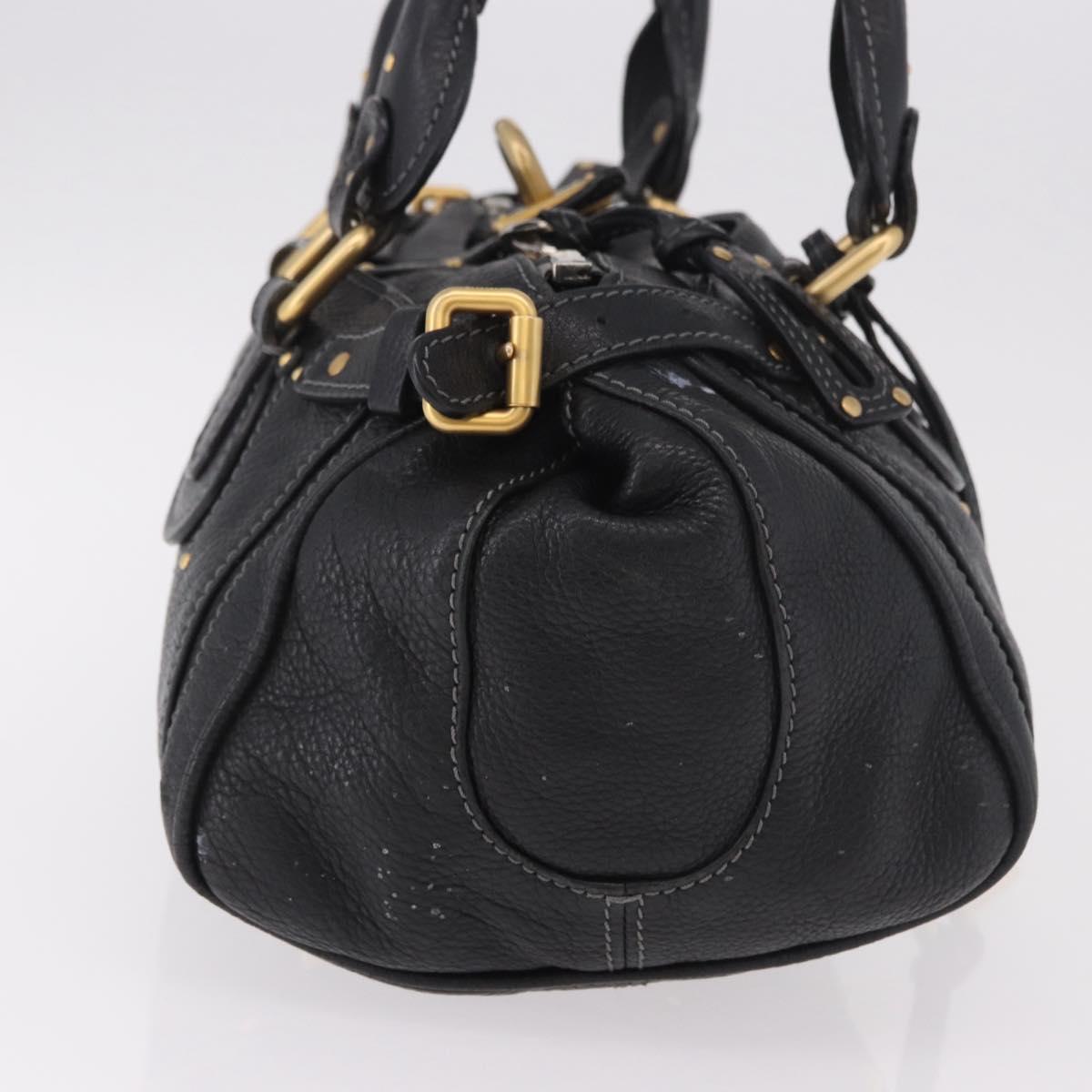 Chloe Paddington Hand Bag Leather Black Gold Silver Auth 190091A