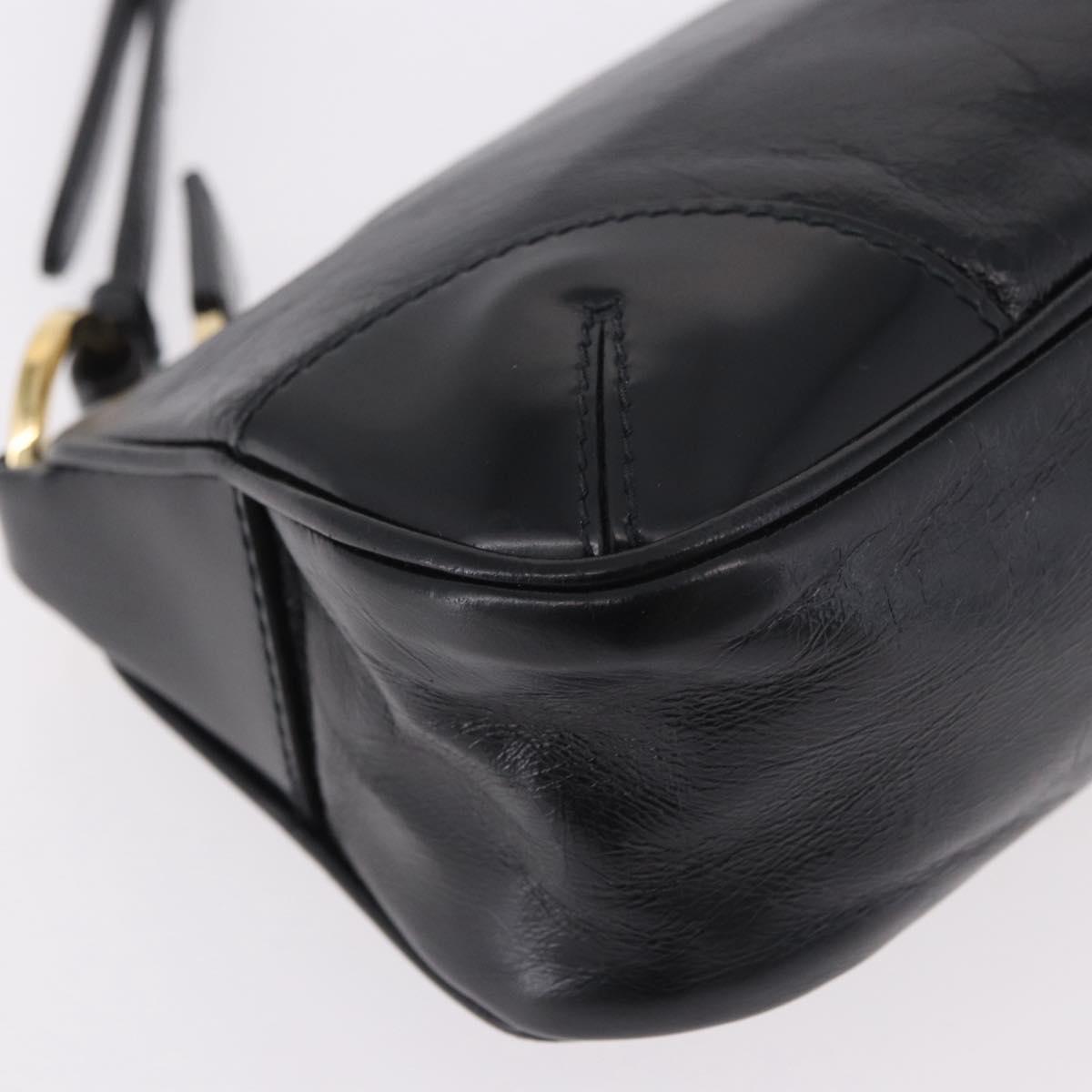 PRADA Hand Bag Leather Black Gold 1BC201 Auth 190093SAM