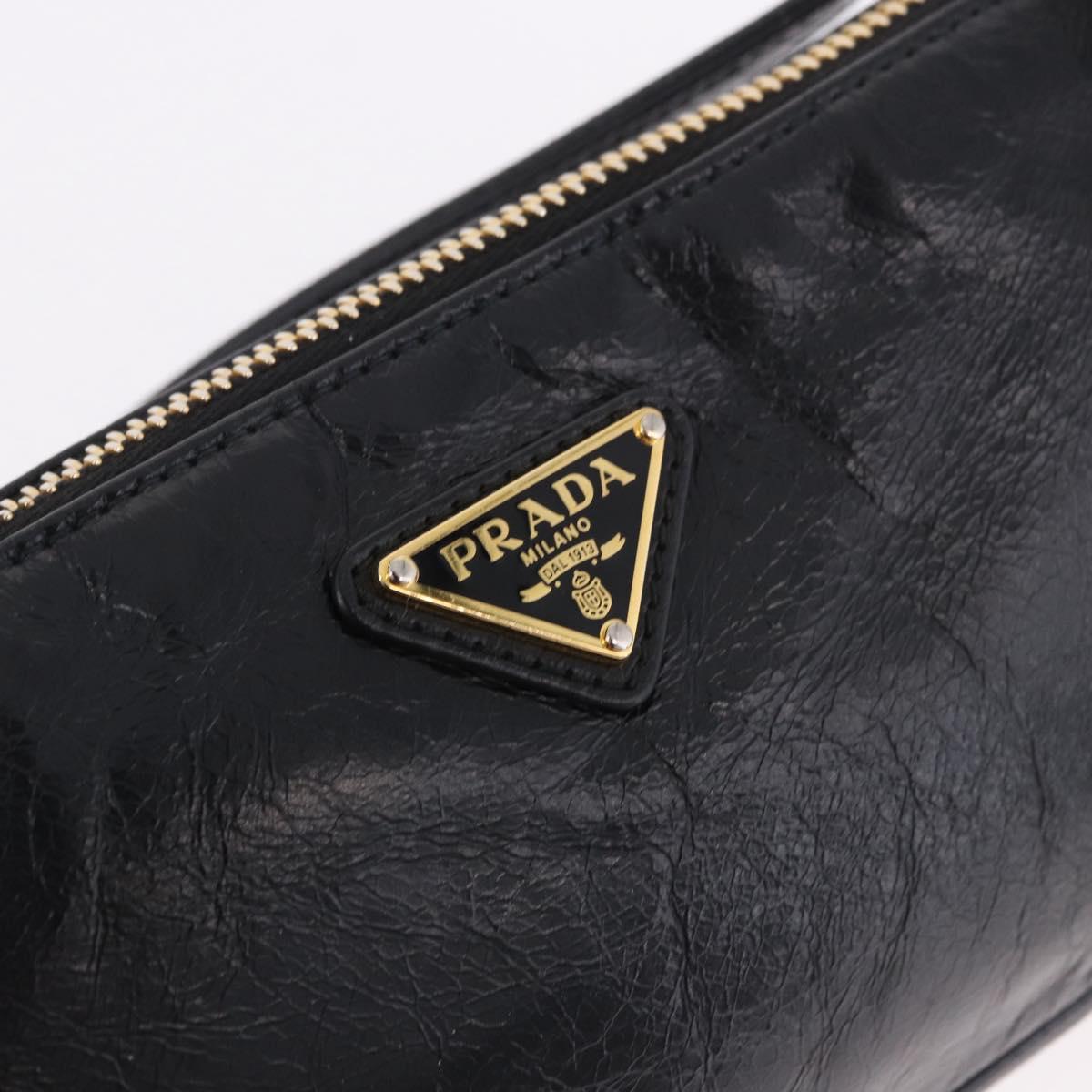 PRADA Hand Bag Leather Black Gold 1BC201 Auth 190093SAM