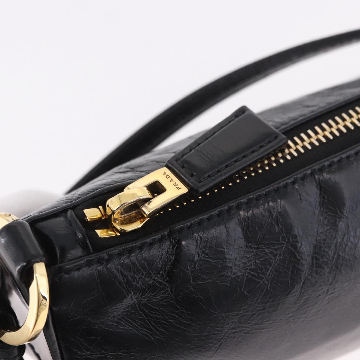 PRADA Hand Bag Leather Black Gold 1BC201 Auth 190093SAM