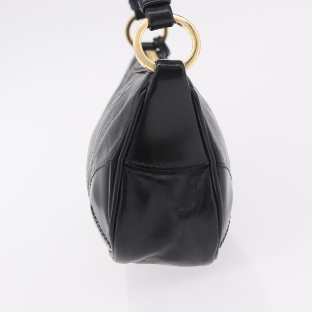 PRADA Hand Bag Leather Black Gold 1BC201 Auth 190093SAM