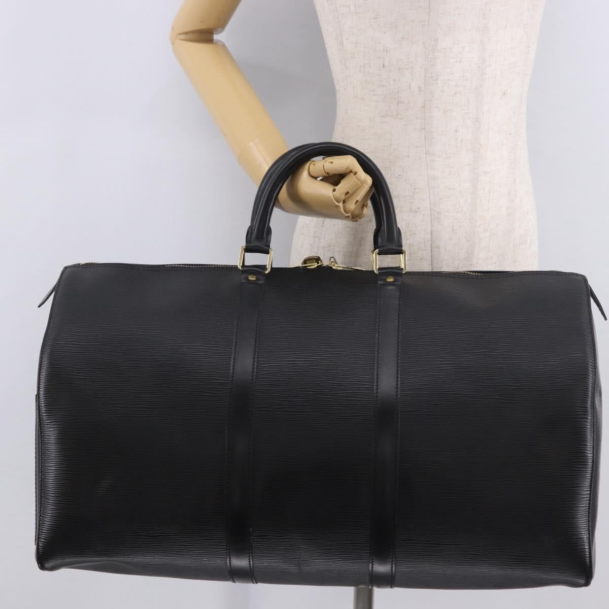 LOUIS VUITTON Epi Keepall 50 Boston Bag Black M42962 LV Auth 190102SAV