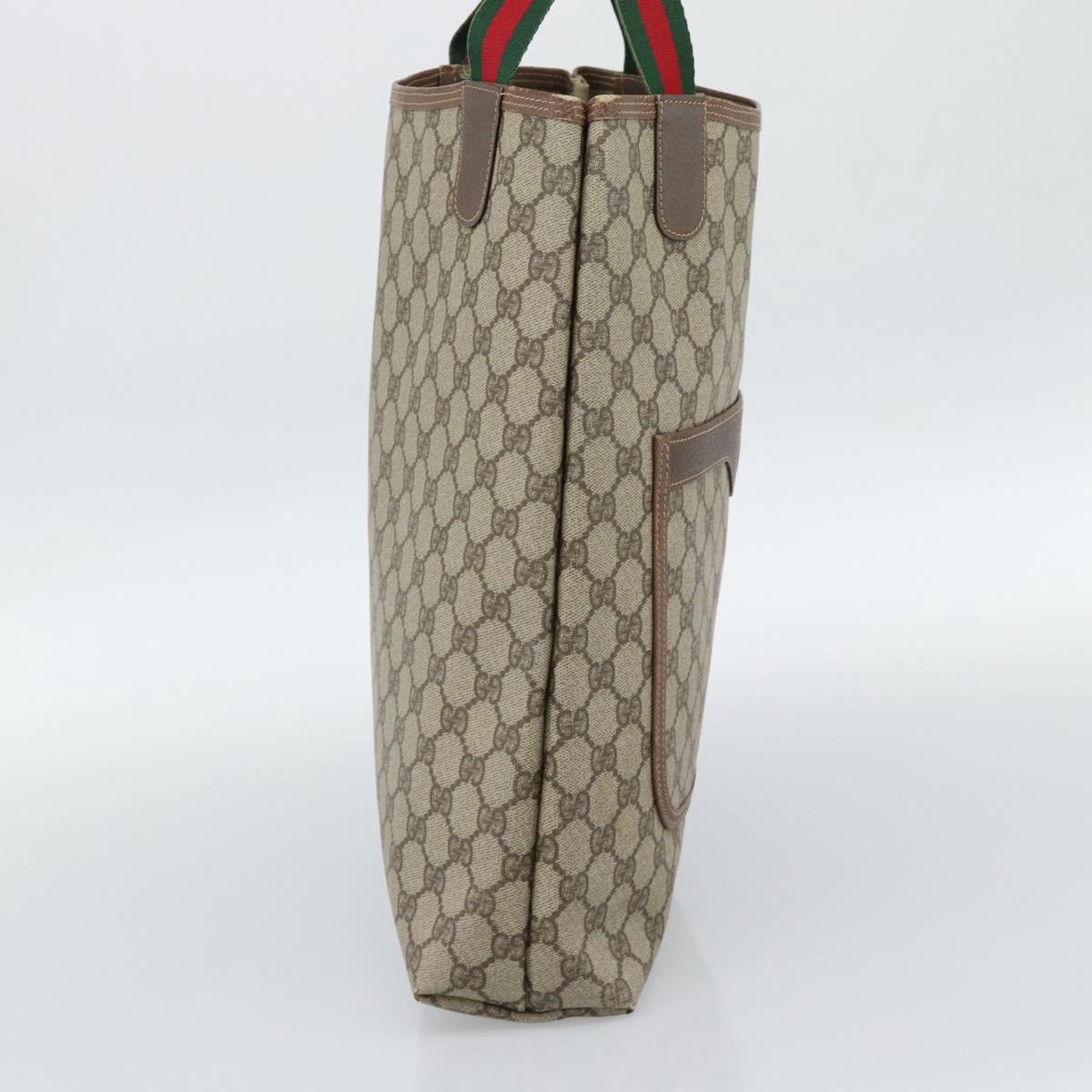 GUCCI GG Supreme Web Sherry Line Tote Bag PVC Beige Red 002 58 6487 Auth 190108