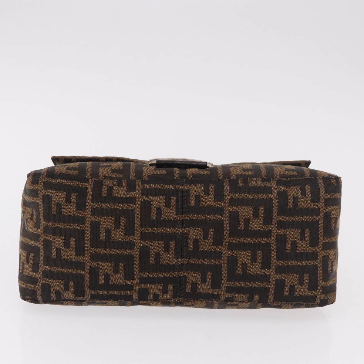 FENDI Zucca Canvas Mamma Baguette Shoulder Bag Black Brown Auth 190109SAV