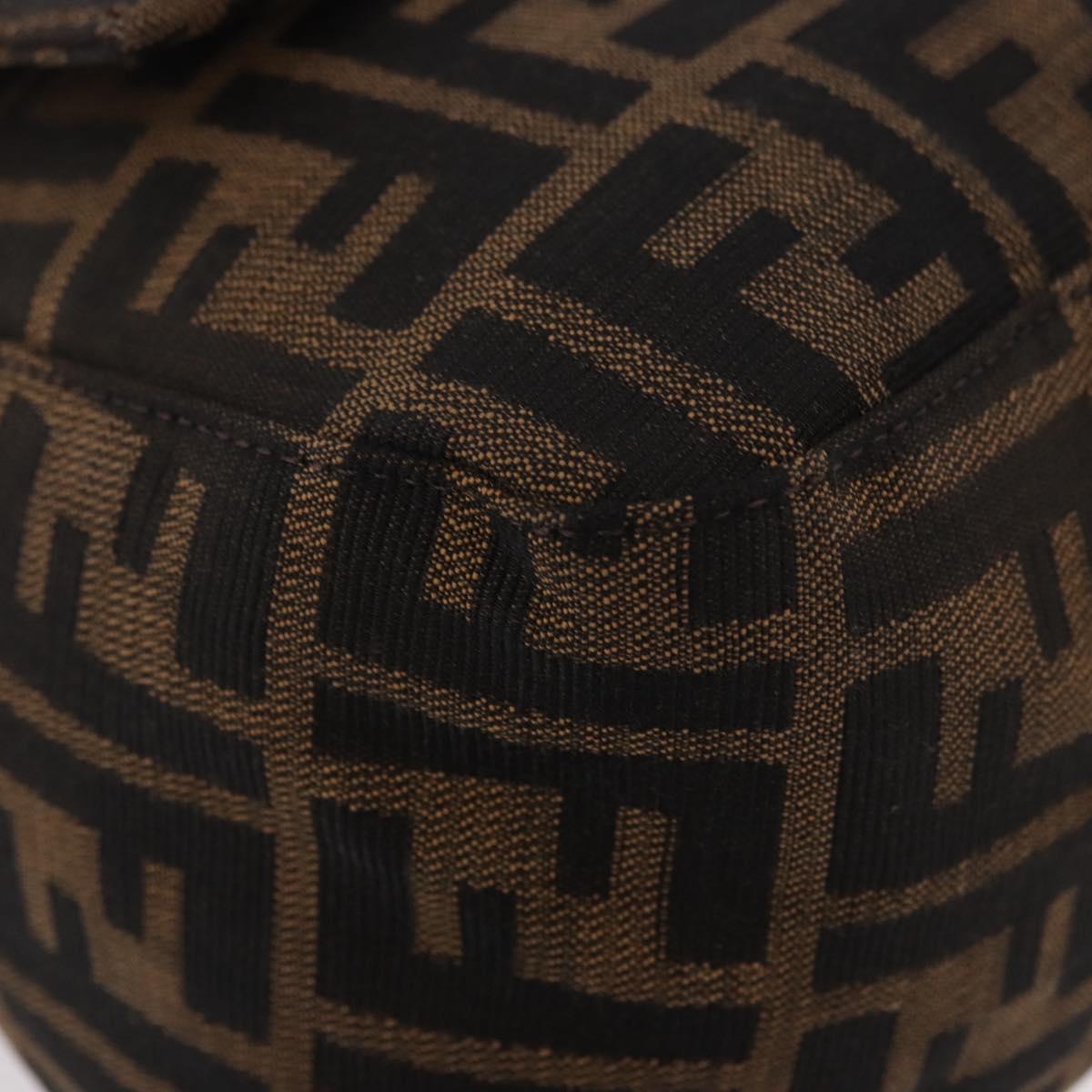 FENDI Zucca Canvas Mamma Baguette Shoulder Bag Black Brown Auth 190109SAV