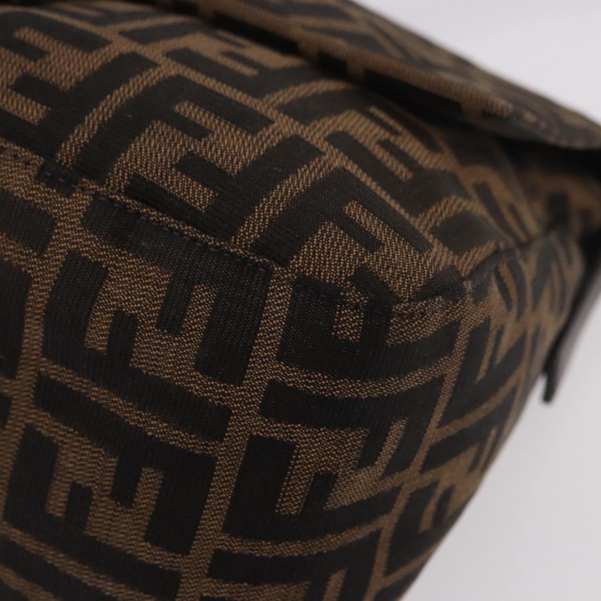 FENDI Zucca Canvas Mamma Baguette Shoulder Bag Black Brown Auth 190109SAV