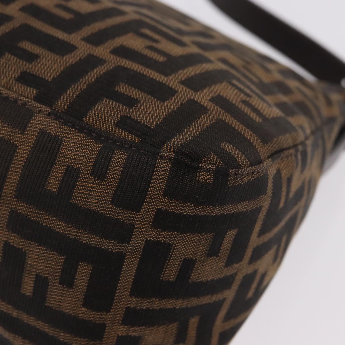 FENDI Zucca Canvas Mamma Baguette Shoulder Bag Black Brown Auth 190109SAV