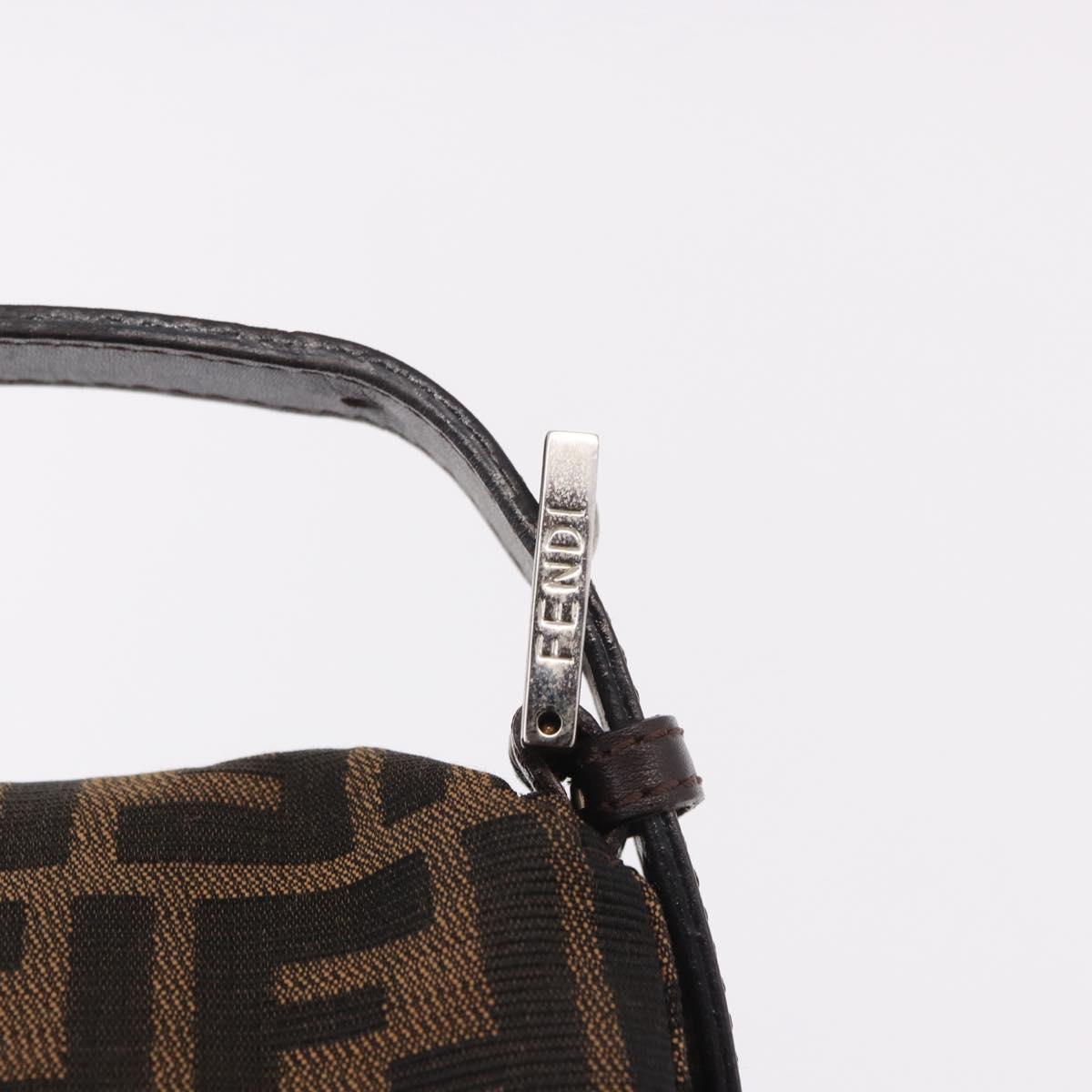 FENDI Zucca Canvas Mamma Baguette Shoulder Bag Black Brown Auth 190109SAV