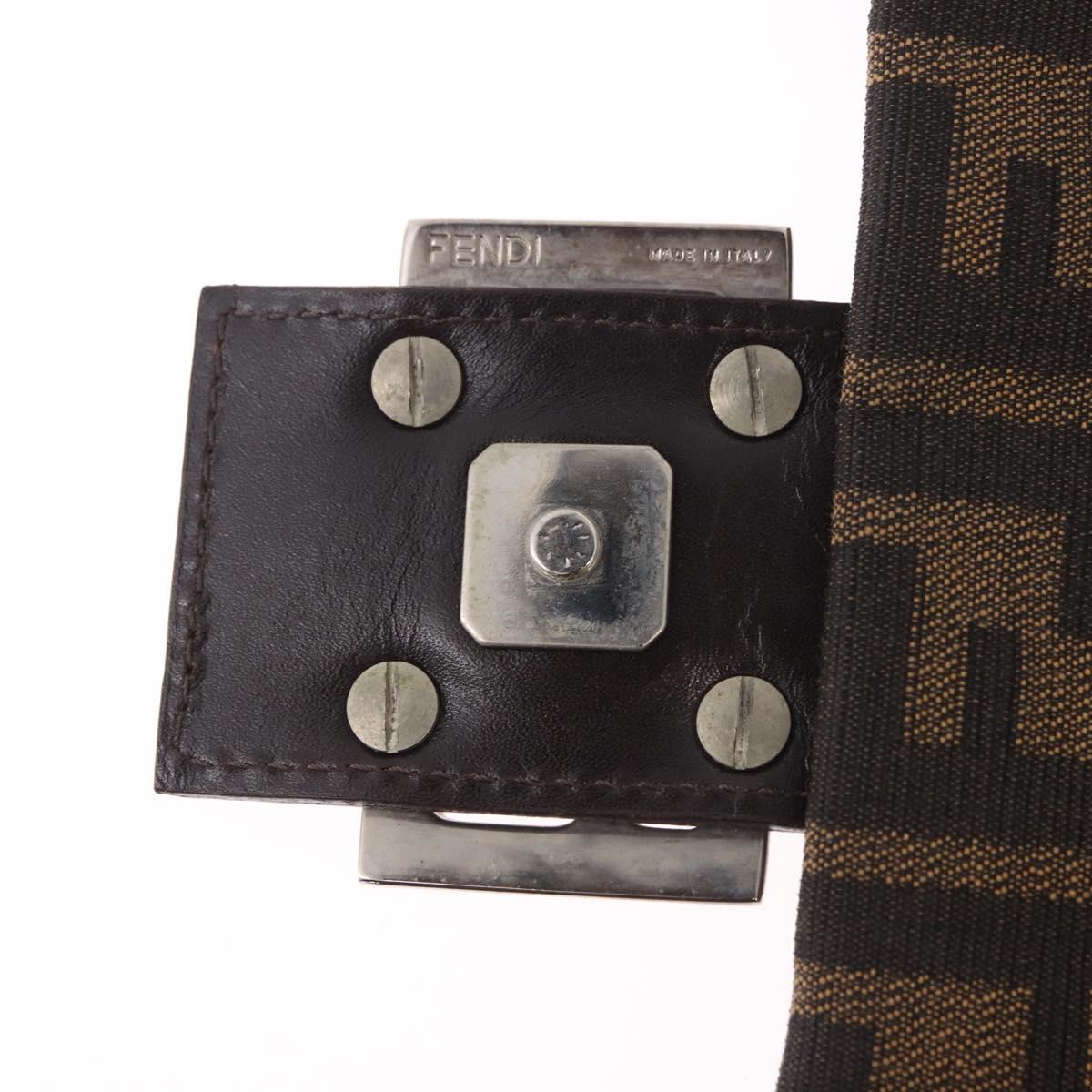 FENDI Zucca Canvas Mamma Baguette Shoulder Bag Black Brown Auth 190109SAV