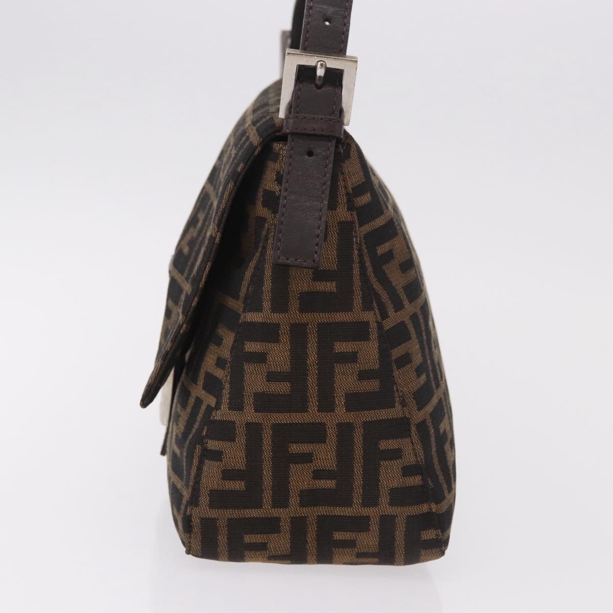 FENDI Zucca Canvas Mamma Baguette Shoulder Bag Black Brown Auth 190109SAV