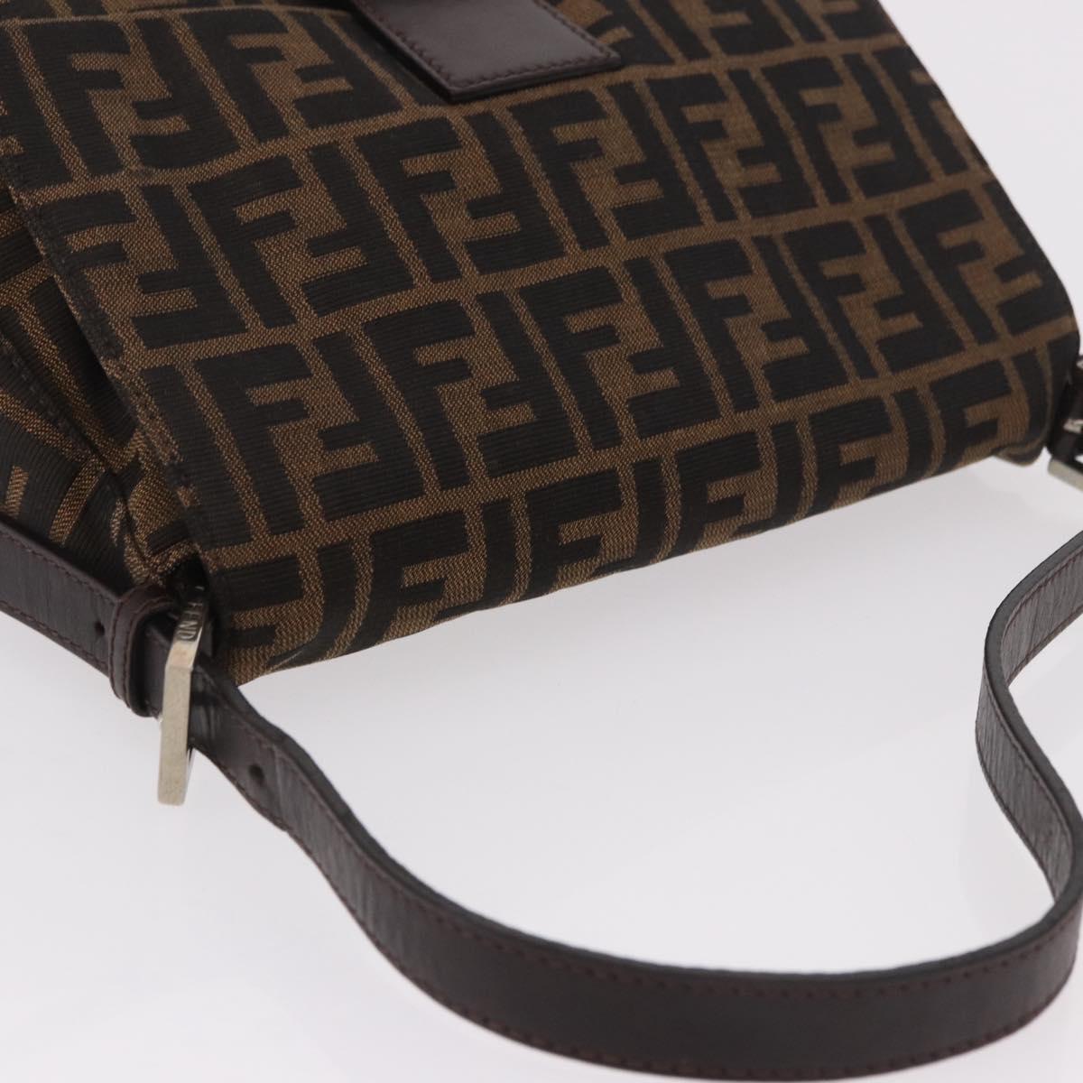 FENDI Zucca Canvas Mamma Baguette Shoulder Bag Black Brown Auth 190109SAV