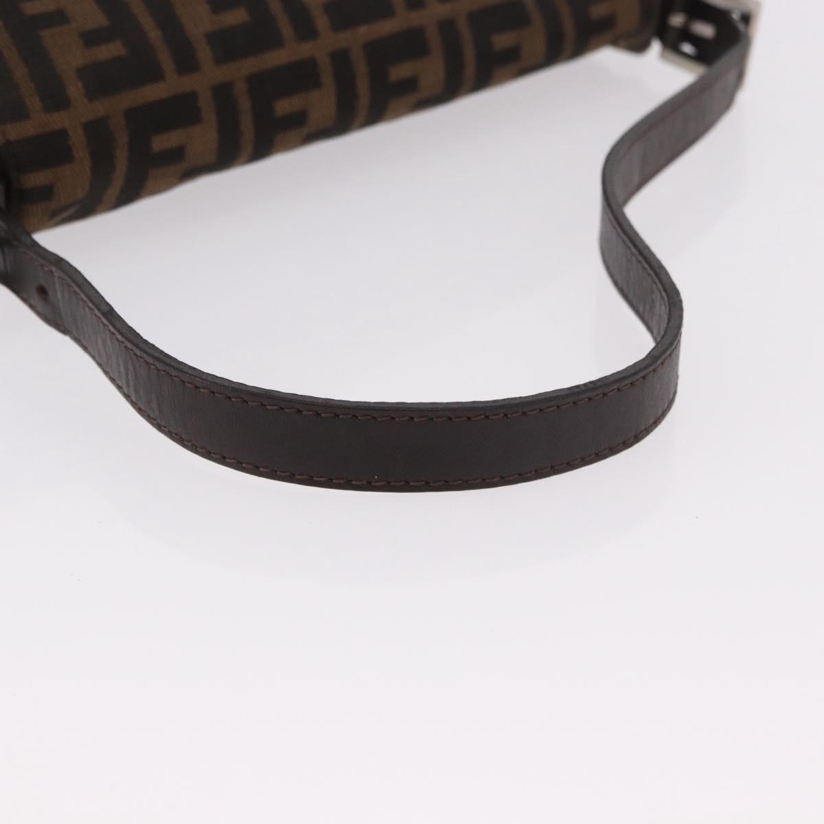 FENDI Zucca Canvas Mamma Baguette Shoulder Bag Black Brown Auth 190109SAV